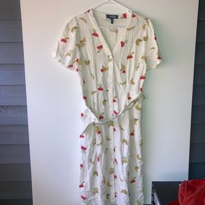 ModCloth vintage pin up style mixed fruit and white dress Sz 12